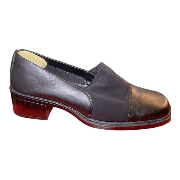 Vintage Aerosoles Stretch Loafers | Black Leather Slip-On | Size 7 - Picture 3 of 12